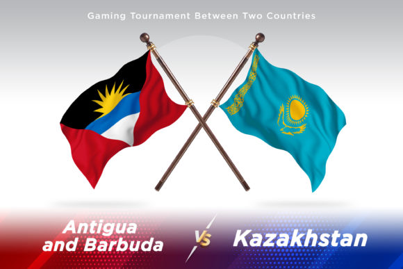 Antigua Versus Kazakhstan Two Flags