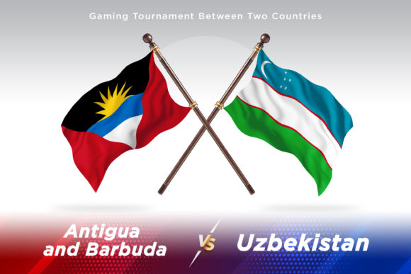Antigua Versus Uzbekistan Two Flags