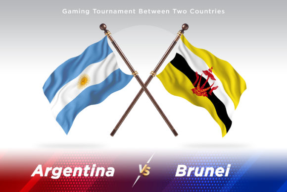 Argentina Versus Brunei Two Flags: High-Quality 3D Flag Illustration